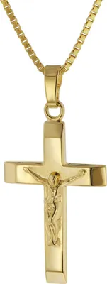 trendor 39055 Kruzifix-Anhänger 22 mm Gold 333 mit goldplattierter Halskette 1