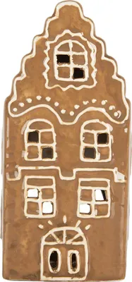 Obrázek produktu pro Clayre & Eef Stojánek na čajovou svíčku House 8x7x16 cm Hnědá keramika