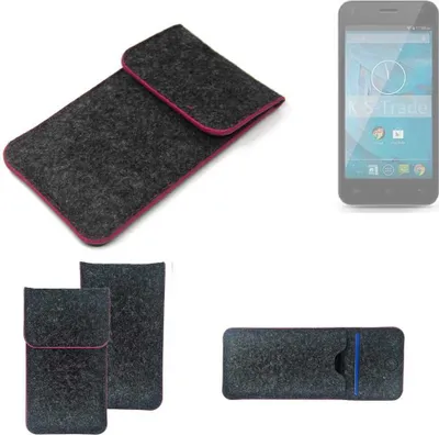 Produktbild von K-S-Trade Handy Schutz Hülle kompatibel mit Qilive Q.4868 Schutzhülle Handyhülle Filztasche Pouch Tasche Case Sleeve Filzhülle dunkelgrau rosa