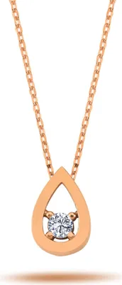 Produktbild von Halskette mit Anhänger Großer Tropfen und Solitär Brilliant in 14 Karat Rotgold Rosegold