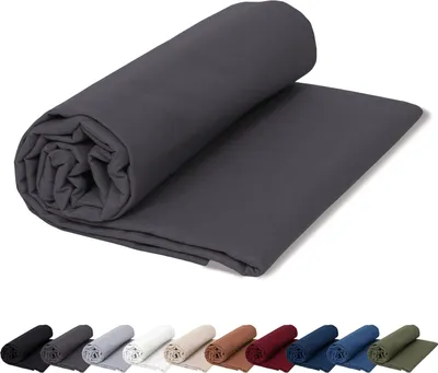 Produktbild von Renforce Bettlaken ohne Gummizug 140x200 cm Haustuch 100% Baumwolle Betttuch Hotel Leintuch, in Farbe: Anthrazit-Grau