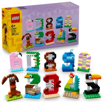 Produktbild von LEGO Geburtstagszahlen - Tortenaufsatz mit Tieren inkl. Hund, Spinne und Wal - Tisch und Party Dekoration oder Zählspiel - Geschenkidee für Jungen und Mädchen ab 6 Jahren - 40807