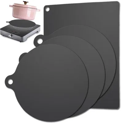 Productafbeelding van Unyqoos® siliconen beschermmat voor inductiekookplaat – hittebestendig tot 200 °C, geschikt voor contact met voedsel, set van 4 in verschillende maten, antislip, wasbaar
