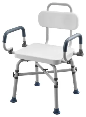 Zdjęcie produktu dla SucceBuy Obrotowe krzesło prysznicowe z podłokietnikami i oparciem, nośność do 227 kg, siedzisko z regulacją wysokości do prysznica i wanny, idealne dla seniorów i osób o ograniczonej sprawności ruchowej