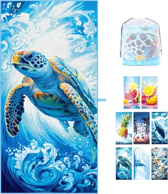 Zdjęcie produktu dla Ręcznik plażowy z mikrofibry, bardzo duży, 180 x 90 cm, zapobiegający przywieraniu piasku, szybko schnący, idealny na plażę i w podróże