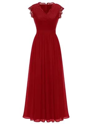Produktbild von Abendkleid Paula Maxikleid mit Spitze und Chiffon Langes Kleid, rot, Gr. L