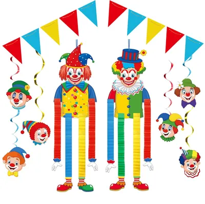 Clowns-Girlande Karneval, bunte Hängedekoration, 3 m, 2 Stück
