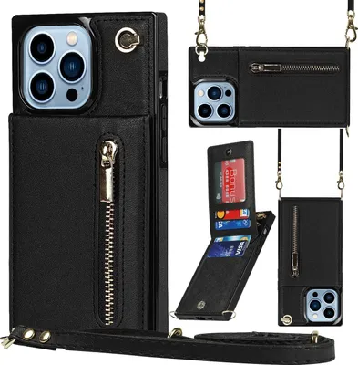 Produktbild von iPhone 15 Pro Max Hülle Solidenz Fashion Wallet met koord zwart