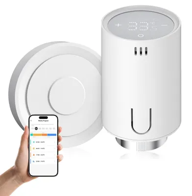 Smartes Heizkörperthermostat-Set mit Zigbee 3.0 Gateway, M30 x 1,5 mm, 6 Adapter