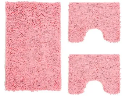 Produktbild von Unyqoos® 3‑teiliges Badematten‑Set aus hochwertiger Mikrofaser, weich & rutschfest – 50×80 cm rechteckig + 2× U‑Form 40×50 cm, waschbar 30°C, verschiedene Farben