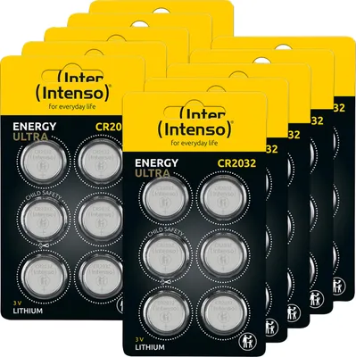 Obrázek produktu pro Intenso Lithium Knopfzellen Energy Ultra CR 2032 60er Pack, Baterie na jedno použití, CR2032, Lithium-Manganese Dioxide (LiMnO2), 3 V, 220 mAh, Cd (kadmium), Hg (rtuť), Pb (olovo)