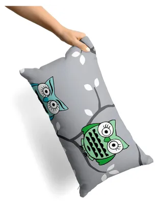 Produktbild von Kissenbezug 40x40cm - 100% Baumwolle - Pflegeleichter Kissenbezug Eule Grau weich - Kissenbezug mit Reißverschluss -  -  Green