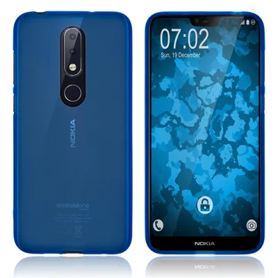 Produktbild von PhoneNatic Case kompatibel mit  Nokia 6.1 Plus - blau Silikon Hülle matt Cover