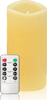 Image de Bougies électriques à flamme mobile - Bougies sans flamme - Bougies en cire véritable - Télécommande à 10 fonctions - Minuterie 24 heures - Blanc - Ivoire