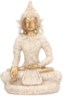Image de Statue de Bouddha, design rétro, sculpture en résine, ornement de méditation, décoration intérieure, fabrication artisanale, poids : 56-71g