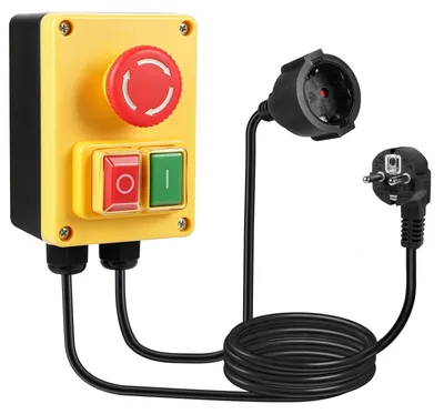 Not-Aus-Schalter 230 V 16 A einphasig An/Aus mit Steckdose