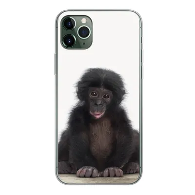 Produktbild von MuchoWow® Handyhülle Schutzhülle Hülle für iPhone 11 Pro Max Kind - Affe - Schimpanse - Babytiere - Jungen - Mädchen Silikon Softcase Handy Hülle - Schutz
