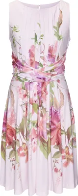 Produktbild von LASCANA Sommerkleid aus glatter bügelfreier Ware mit Blumendruck rosé bedruckt Größe 36
