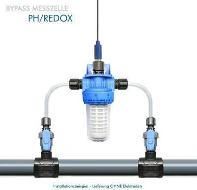 Produktbild von GT Komplettset Bypass-Messzelle (Durchflussarmatur) für eine 12mm Mess-Elektrode / Einstabmesskette mit Halter & 63mm Anbohrschellen