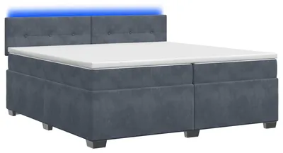 Produktbild von vidaXL Boxspringbett mit Matratze und LED Dunkelgrau 200 x 200 cm Samt