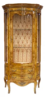 Produktbild von Casa Padrino Barock Vitrine Hellbraun 88 x H. 180 cm - Massivholz Vitrinenschrank - Wohnzimmerschrank - Barock Möbel