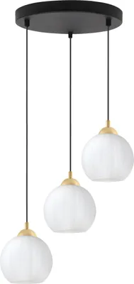 Immagine prodotto di Costa Lampada a sospensione nero-oro – Lampada a sospensione a 3 luci con sfere bianche E27