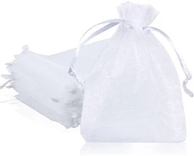 Produktbild von Organza Geschenkbeutel mit Schlaufe - Kleine Geschenkbeutel für Hochzeit, Schmuck und Süßigkeiten - 100 Stück - 7x9cm