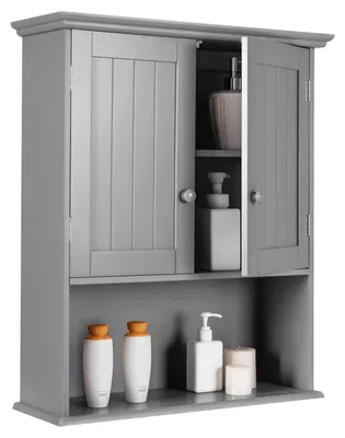 Produktbild von Hängeschrank mit Doppeltür und offenem Fach 60 x 20 x 70,5 cm Grau