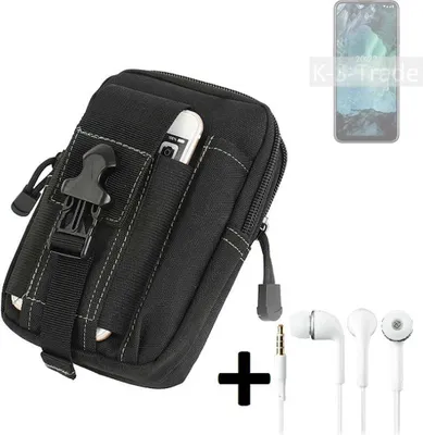 Produktbild von K-S-Trade Gürteltache + Kopfhörer kompatibel mit Nokia G11 Gürtel Tasche Holster Schutz Hülle Handy Hülle  schwarz inkl. Extrafächer