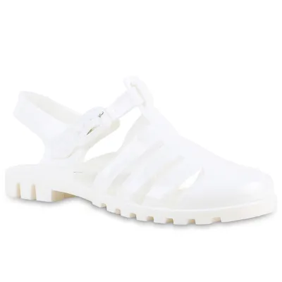 Produktbild von VAN HILL Damen Sandalen Pantoletten Bequeme Cut-Outs Bade-Schuhe 837646, Farbe: Weiß, Größe: 37