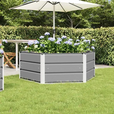 Produktbild von "Schlussverkauf" Pflanzkübel im Garten - 1 pc - Blumenbeet/Gartenbeet - Hellgrau 129x129x45 cm Stahl  C13523