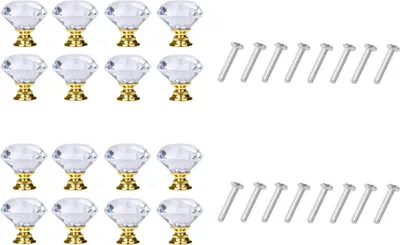 Obrázek produktu pro INF Knoflíky ve tvaru diamantu ze skla Transparent/Gold 8 ks