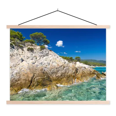 Produktbild von MuchoWow® Textilposter Meer - Klippe - Sommer - Tropisch 40x30 cm mit holzfarbenen Rahmen - Bilder
