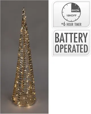 Image de Décoration de Noël Cône avec LED - Or - 60 cm