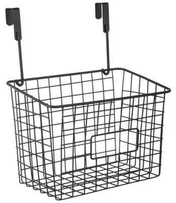 Image de Panier suspendu pour porte d'armoire - Métal - 25 x 16 x 30 cm - Noir