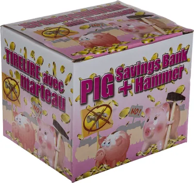 Immagine prodotto di Salvadanaio rosa con martello