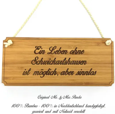Produktbild von Mr. & Mrs. Panda Holz Türschild Schwickartshausen - Geschenk, Hinweisschild, Shabby, Infotafel, Graviert, Holzschild, Landhaus, Schild, Wegweiser, Geschenkidee