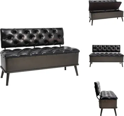 Obrázek produktu pro vidaXL Lavice s úložným prostorem a opěradlem 110 cm černá Imitace kůže - Komody a lavice do předsíně