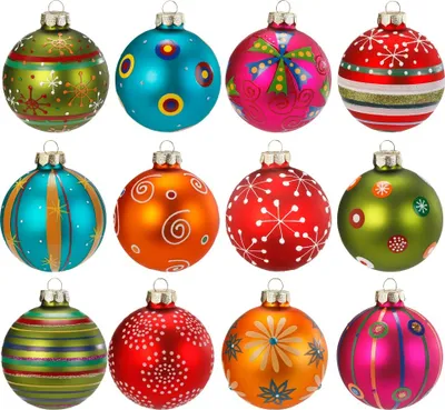 Produktbild von Weihnachtskugeln mit Motiv Glas 8cm Mille Fiori, 12er Set
