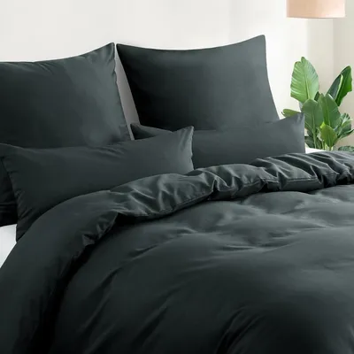 Produktbild von Kissenbezüge 40 x 80 cm aus Baumwolle im 2er Set - weiche Kopfkissenbezüge in Anthrazit mit Reißverschluss