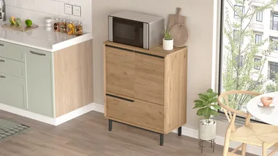 Image de Skye Decor, On8A-S, armoire de cuisine, panneaux de particules 100 % mélaminés, noyer, 74,8 x 35,5 x 90,4 cm