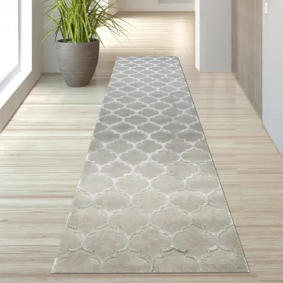 Produktbild von Wohnzimmerteppich Vintage Marokkanisches Muster in Grau Größe - 80 x 300 cm
