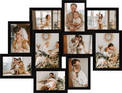 Produktbild von Bilderrahmen Collage für 10 Fotos Fotorahmen mehrere Fotos Bildergalerie Schwarz