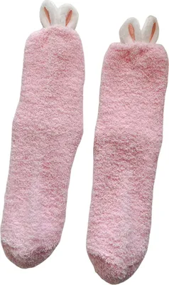 Produktbild von Plüschsocken mit Hasenohren, Damen, Winter, warm, flauschig, dick, weich, niedlich, Bodensocken für Zuhause, Schlafzimmer, Wohnzimmer, Schlafen
