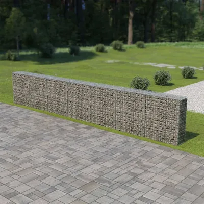 Image de vidaXL Mur de gabions avec couverture Acier galvanisé 600×30×100 cm