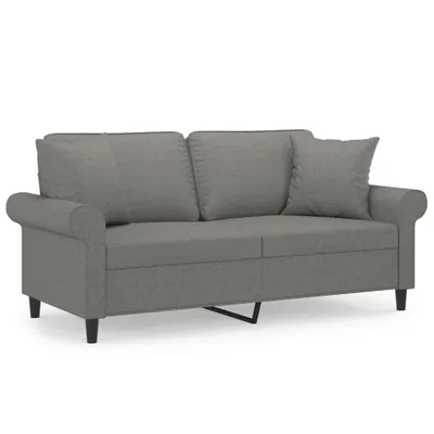 Produktbild von vidaXL 2-Sitzer-Sofa mit Kissen Dunkelgrau 140 cm Stoff