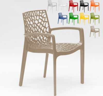 Grand Soleil Gruvyer Arm Polypropylen Stühle mit Armlehnen Garten Bar - Beige