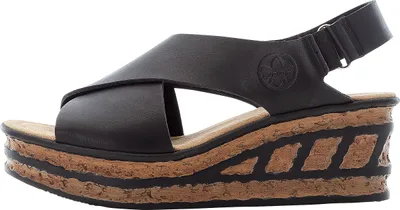Produktbild von Rieker Damen Sandalen Keilabsatz Sandaletten 68189-00, Größe:40 EU, Farbe:Schwarz
