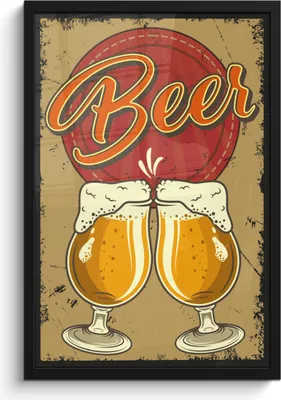 Produktbild von MuchoWow® MuchoWow® Gerahmtes Poster Mancave - Biergläser - Vintage - Zeichnung 40x60 cm - Poster mit zchwarzem Bilderrahmen - Papierdruck - Wandbilder