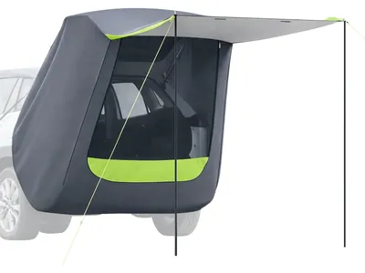 Produktbild von Heckklappenzelt Autozelt - SUV-Heckzelt - Größe 1,5 x 1,5 m - Wassersäule 2000 mm - Mit Sonnensegel - Mit Tragetasche - Schneller Aufbau - Für Camping & Outdoor